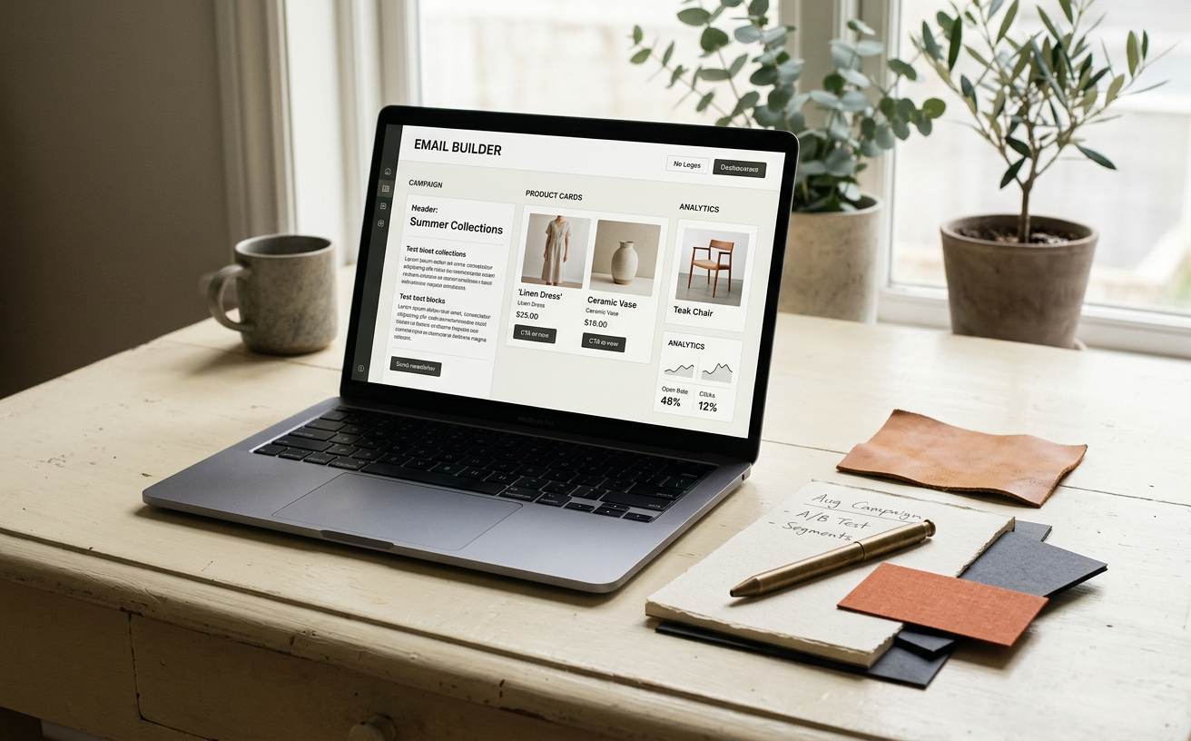 Email campaign layout for a handcrafted product collection